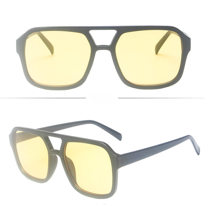 Wholesale Leopard Print Double Bridge PC Sunglasses